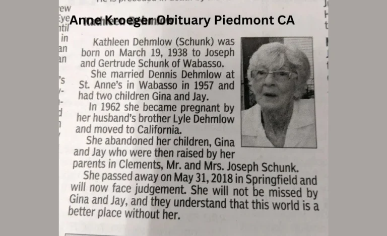 Anne Kroeger Obituary Piedmont CA